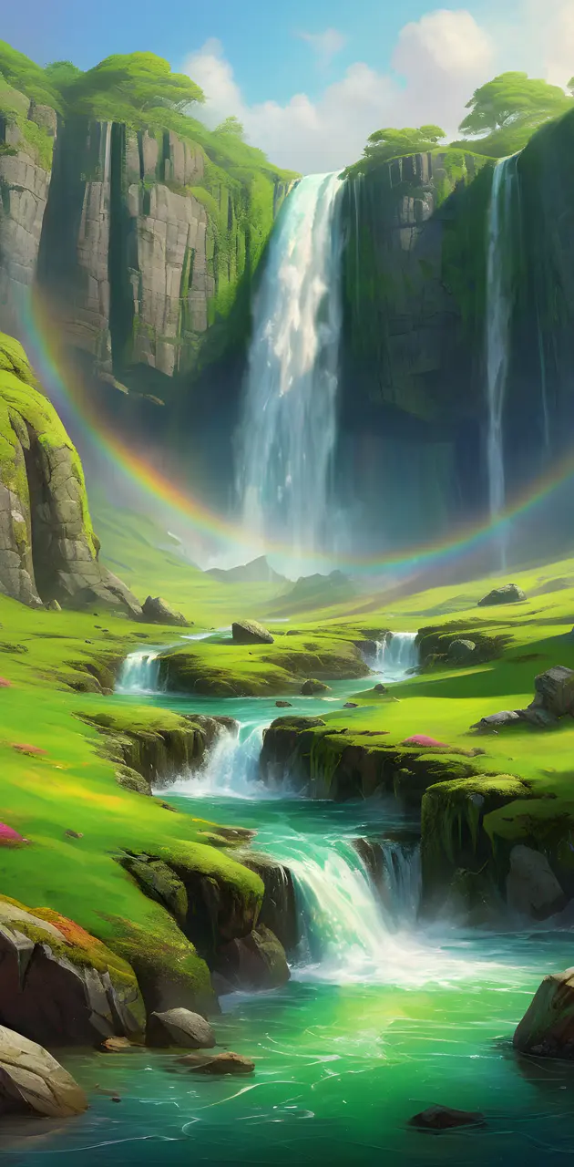 Waterfall Rainbow in the Mist