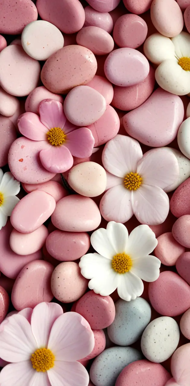 Pink color stone and white flower 