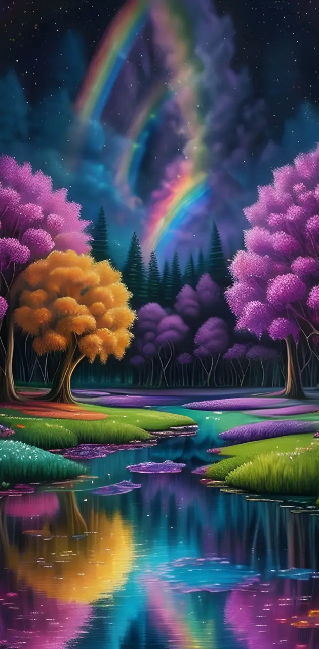 Rainbow forest lake