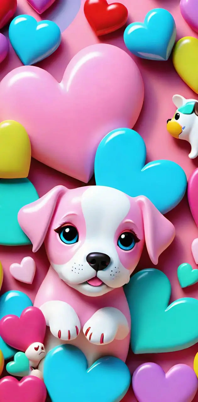 puppy and hearts