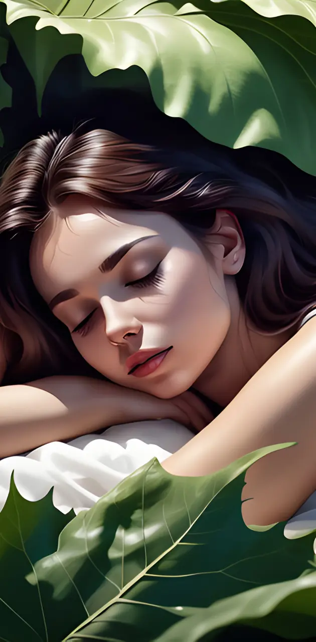 Girl sleep in a forest