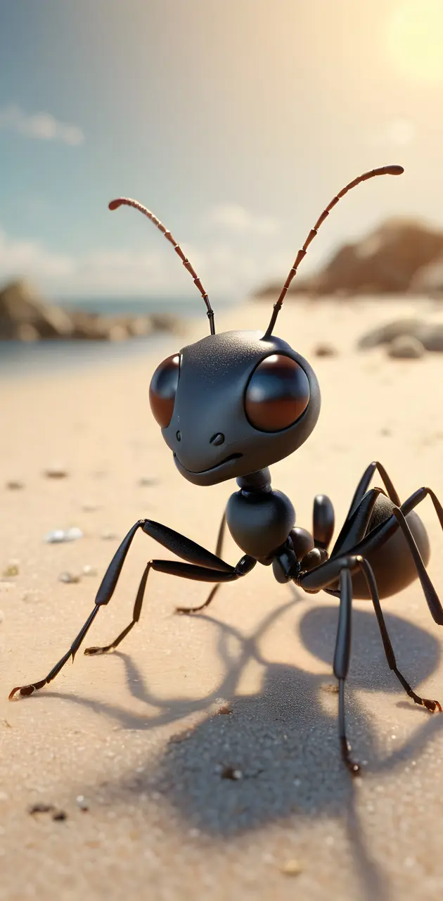 cute ant sand beach