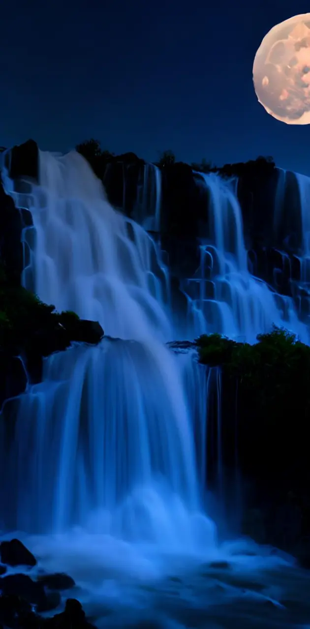 Full Moon and Waterfal