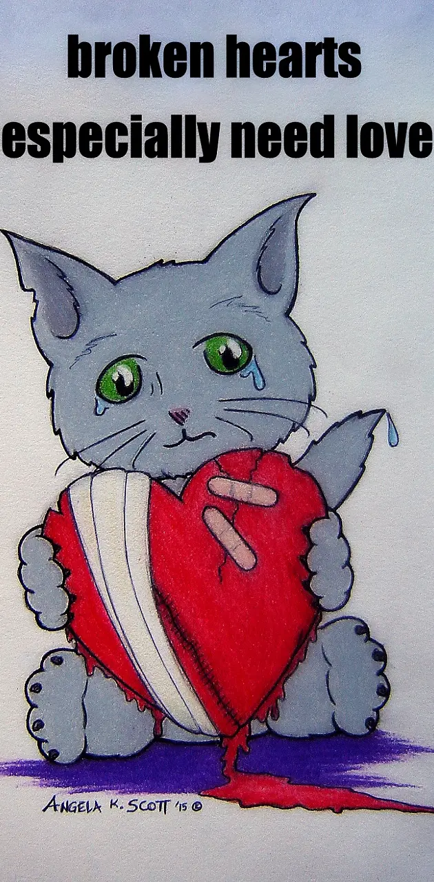Broken Heart Emo Cat