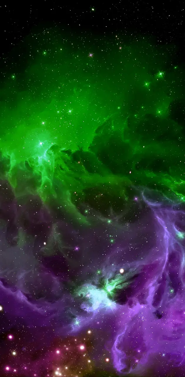 Download Green Galaxy With Black Stars Wallpaper