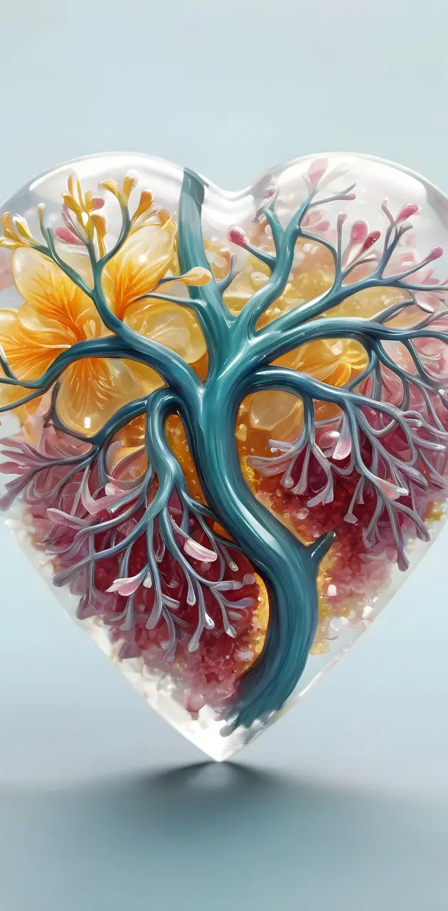 resin heart with crystalized honeysuckle