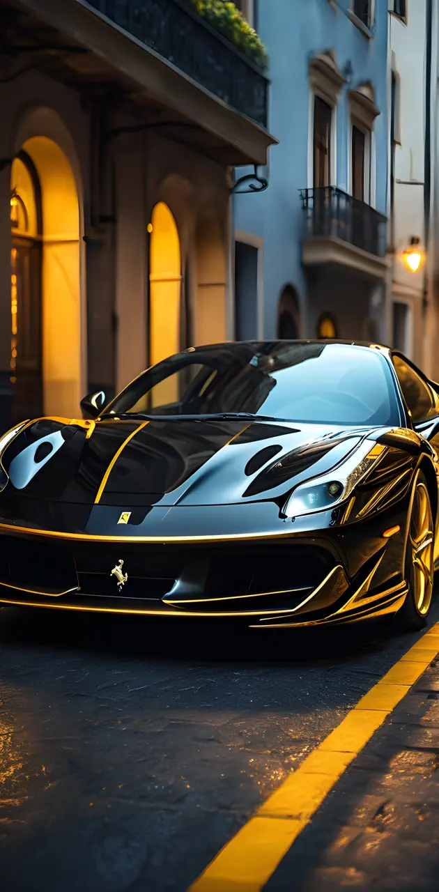 Black and gold Ferrari