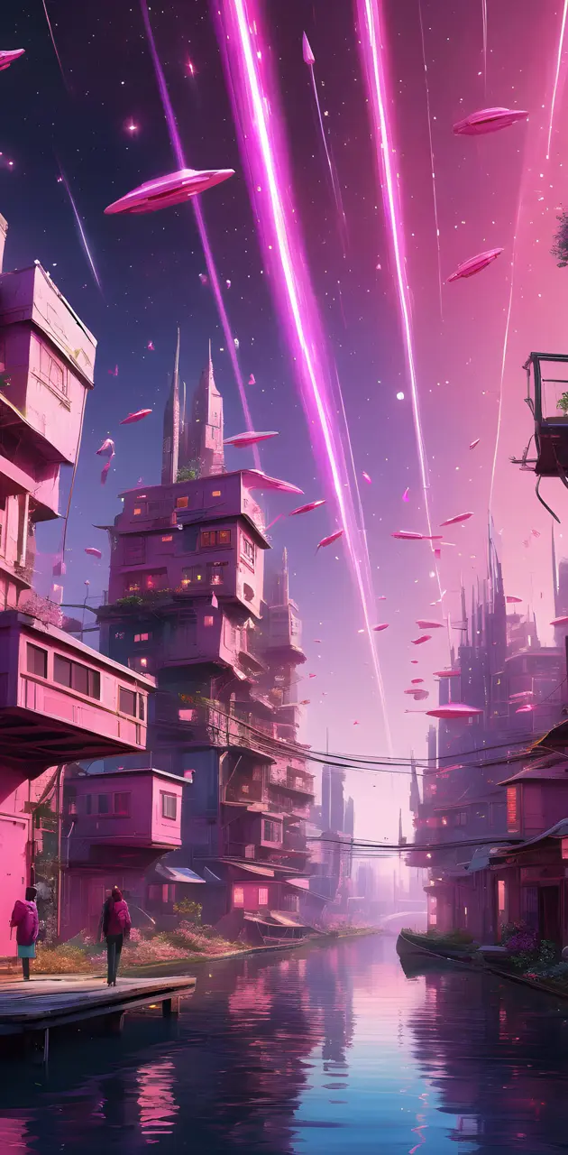 Futuristic Pink Space City