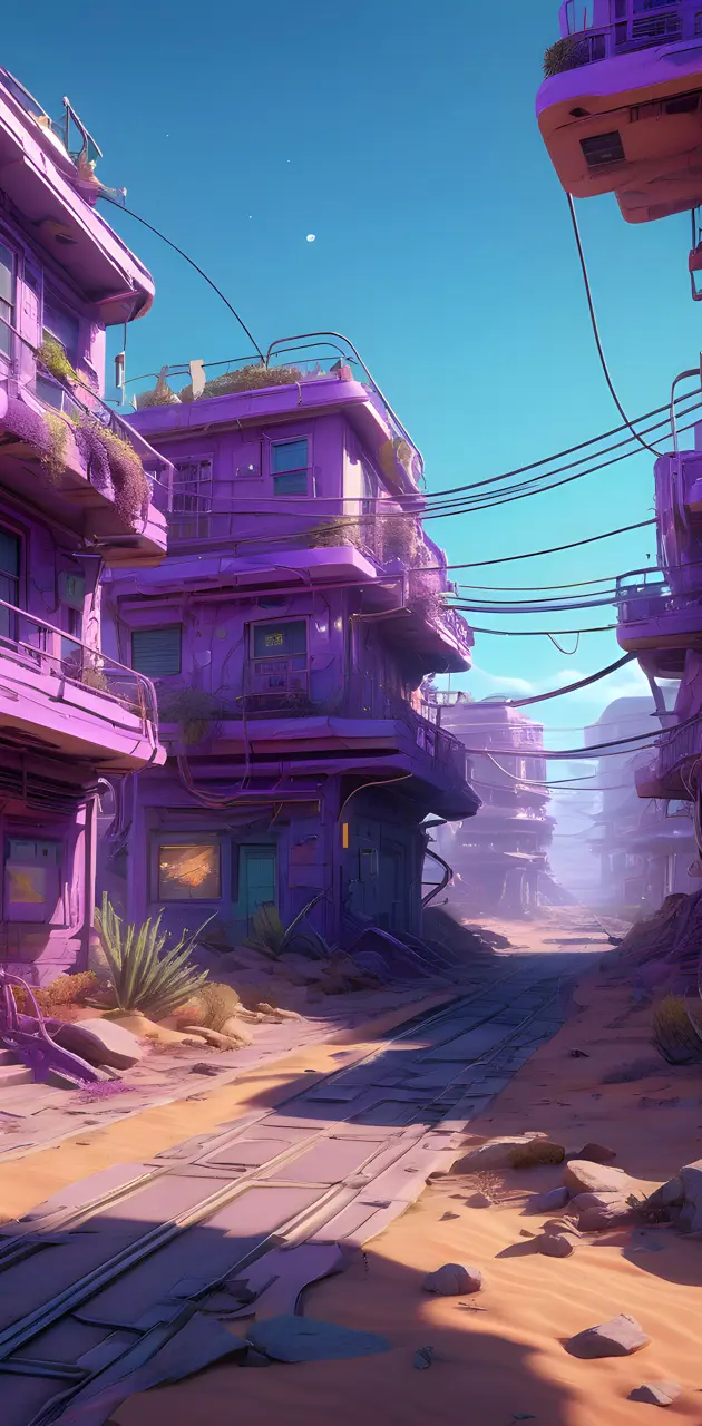 purple abandoned town