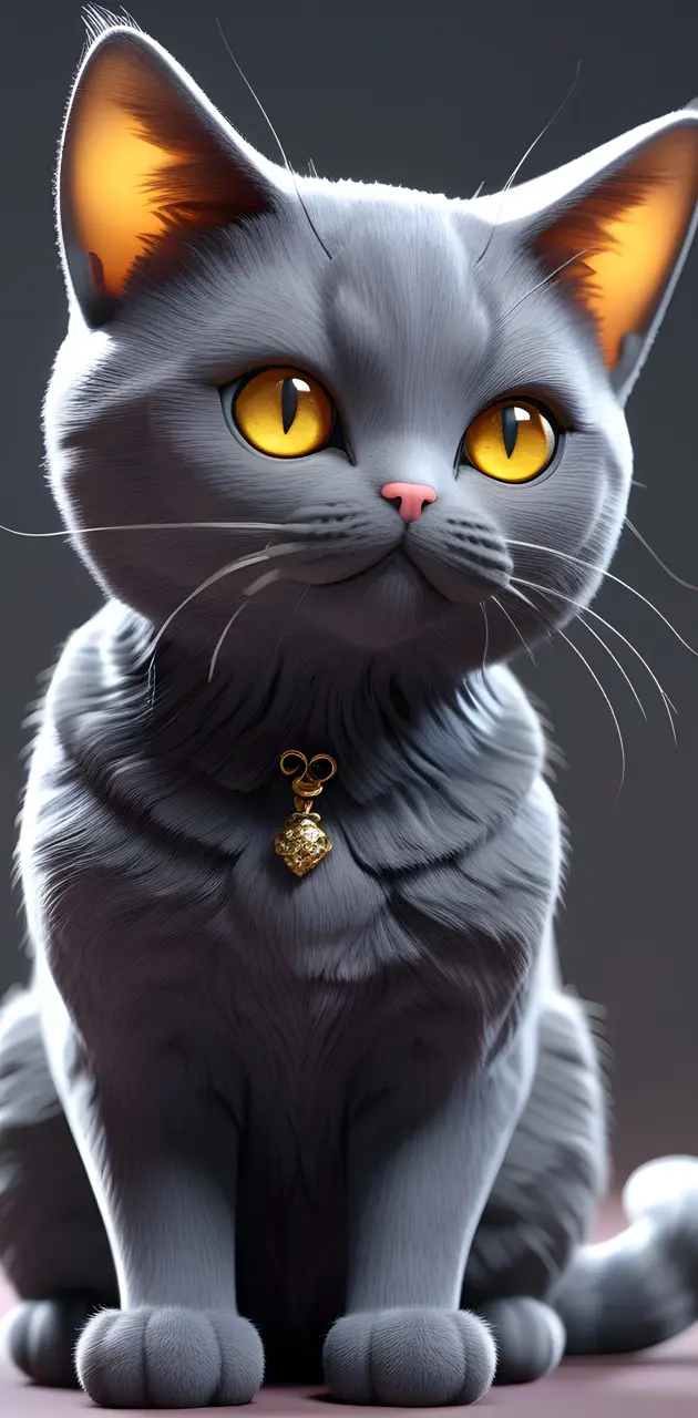 a cat with a gold necklace