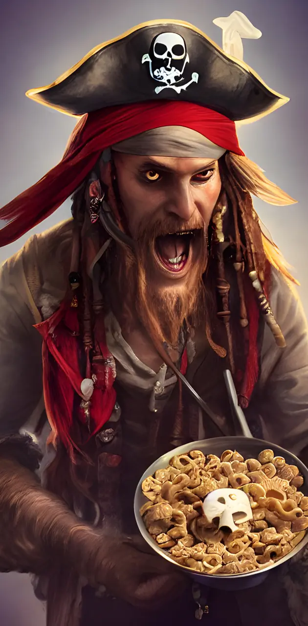 pirate eating cereal