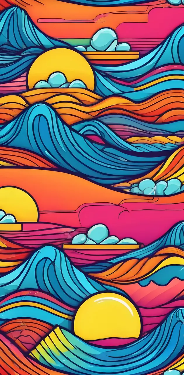 Digital Art 🎨 ( Ocean Waves and Sunset 🌇)
