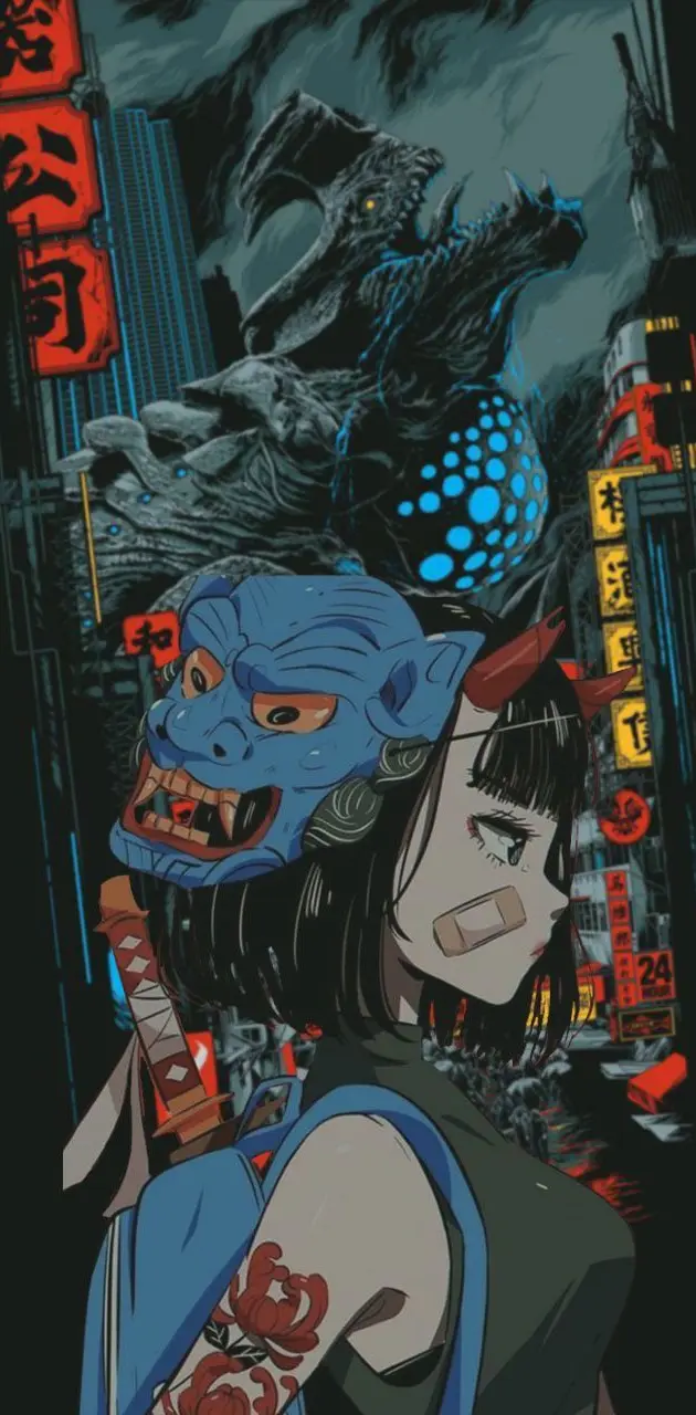 Japan cyberpunk wallpaper by Hovederutre - Download on ZEDGE™