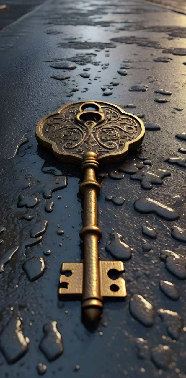 a key on a stone surface