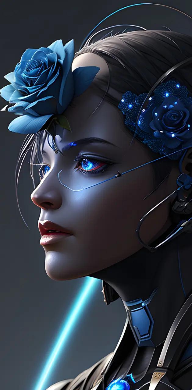Blue rose cyborg