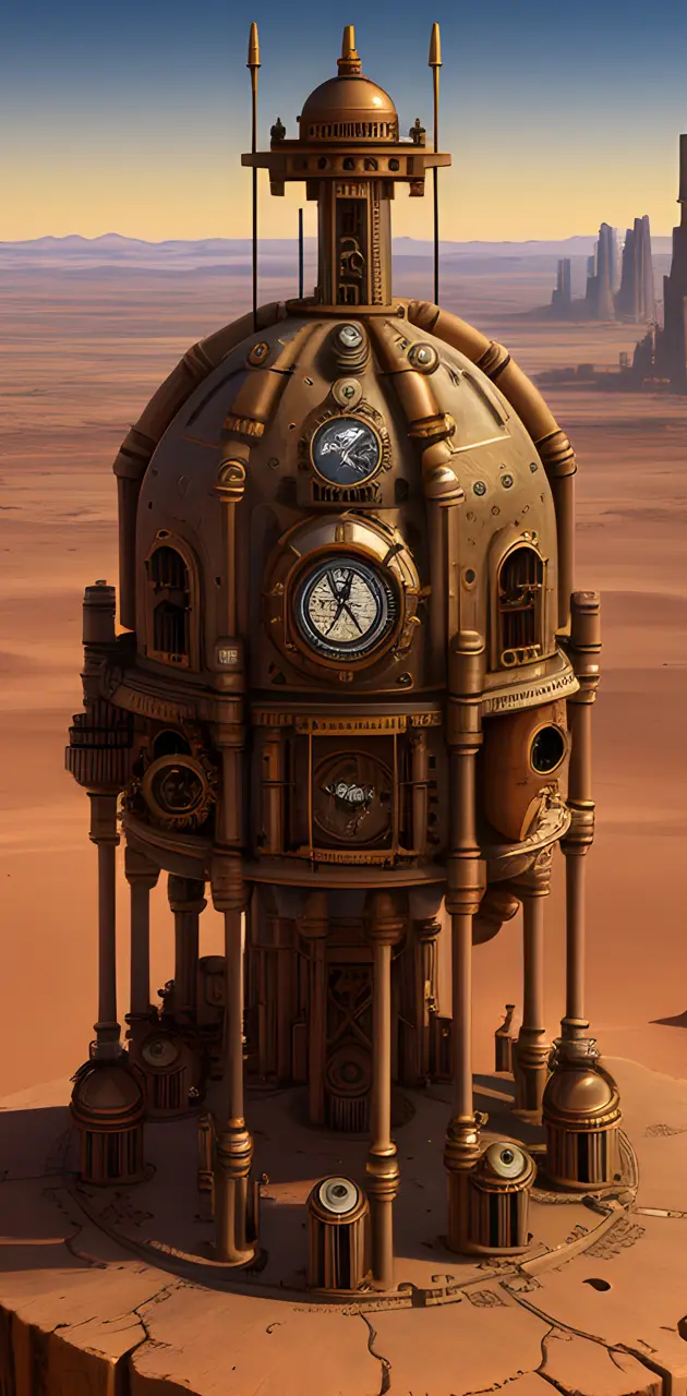 a clock tower in the middle of a desert
