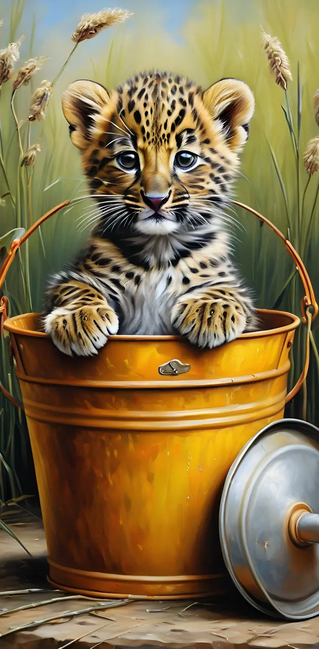 a baby tiger in a pot