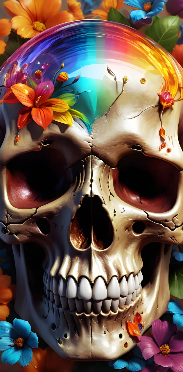 skull colores y flores