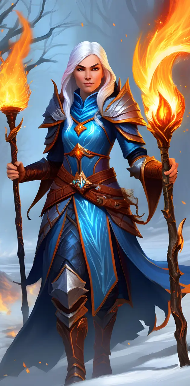 character holding flames