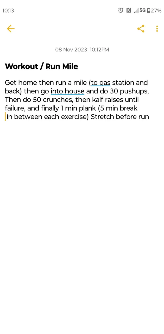 Workout / Mile run