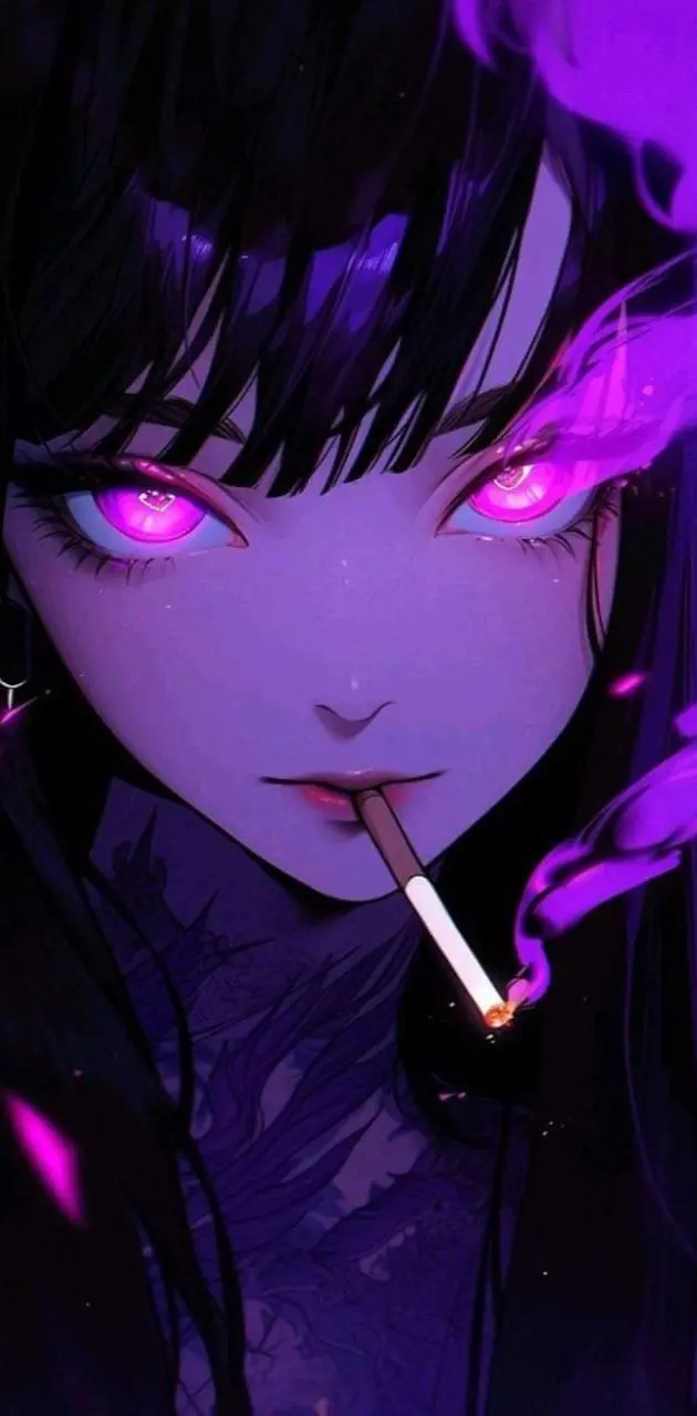 Anime girl smoking
