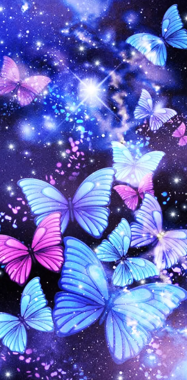 Blue butterflies bg
