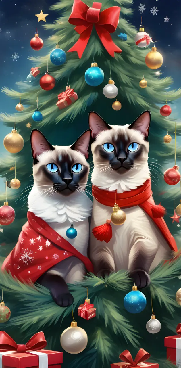 Siamese cat christmas