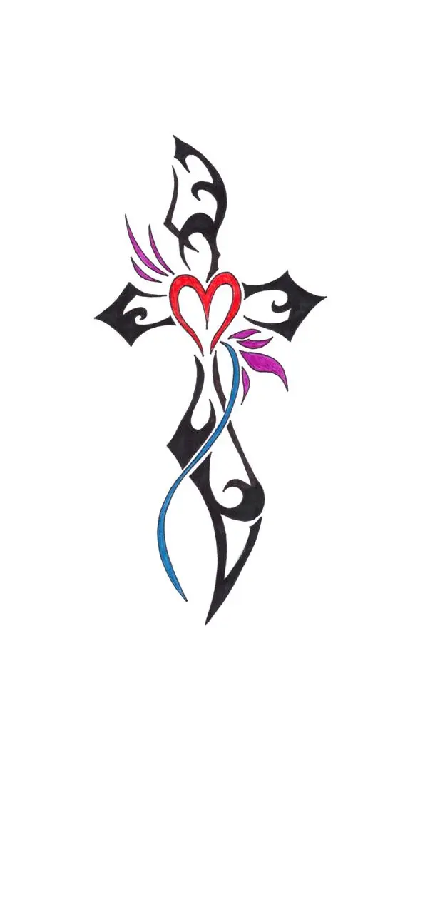 Tribal Heart Cross