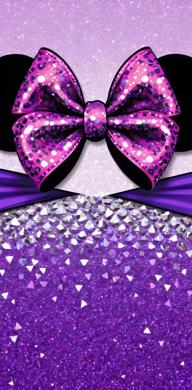 glittery Minnie Mouse ears with bow with metallic background