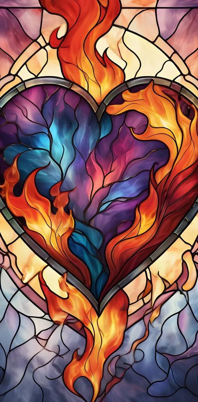 stained glass heart colorful