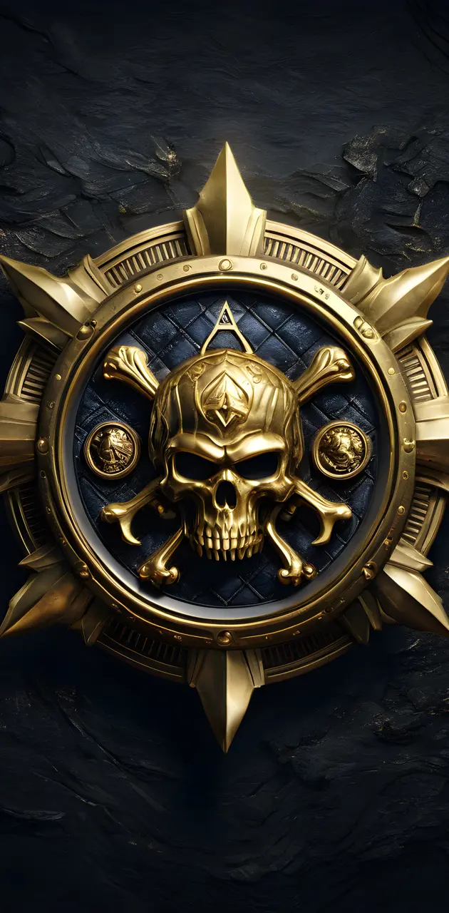 a gold and black shield