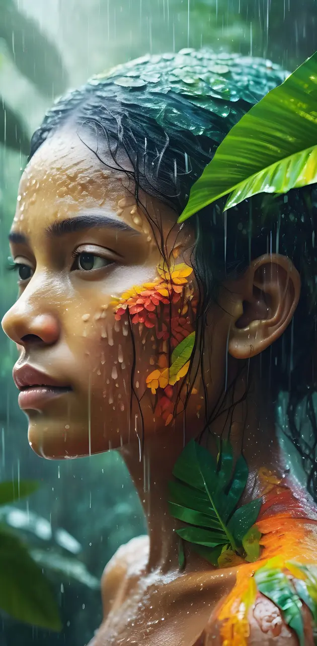 Rain woman in Forrest