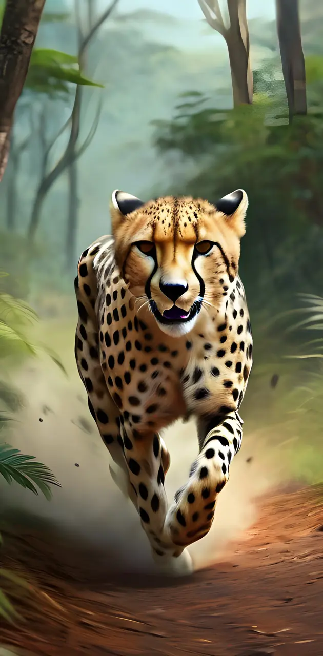 Cheeta running in Forest