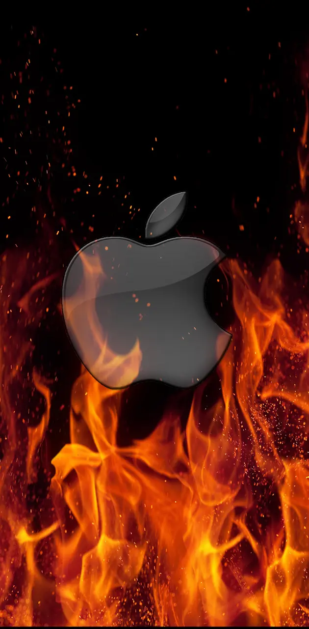 Apple logo on fire