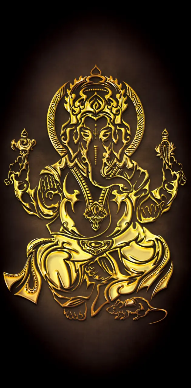 Tribal Golden Ganesh