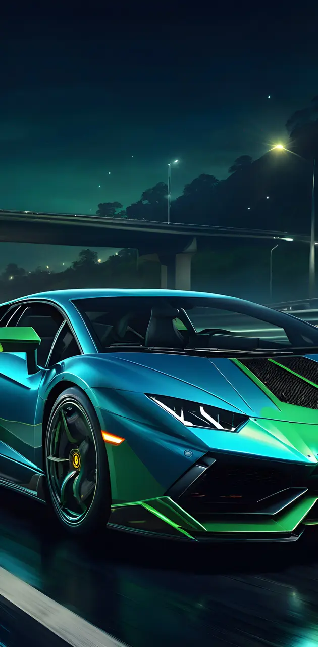 blue and green Lamborghini