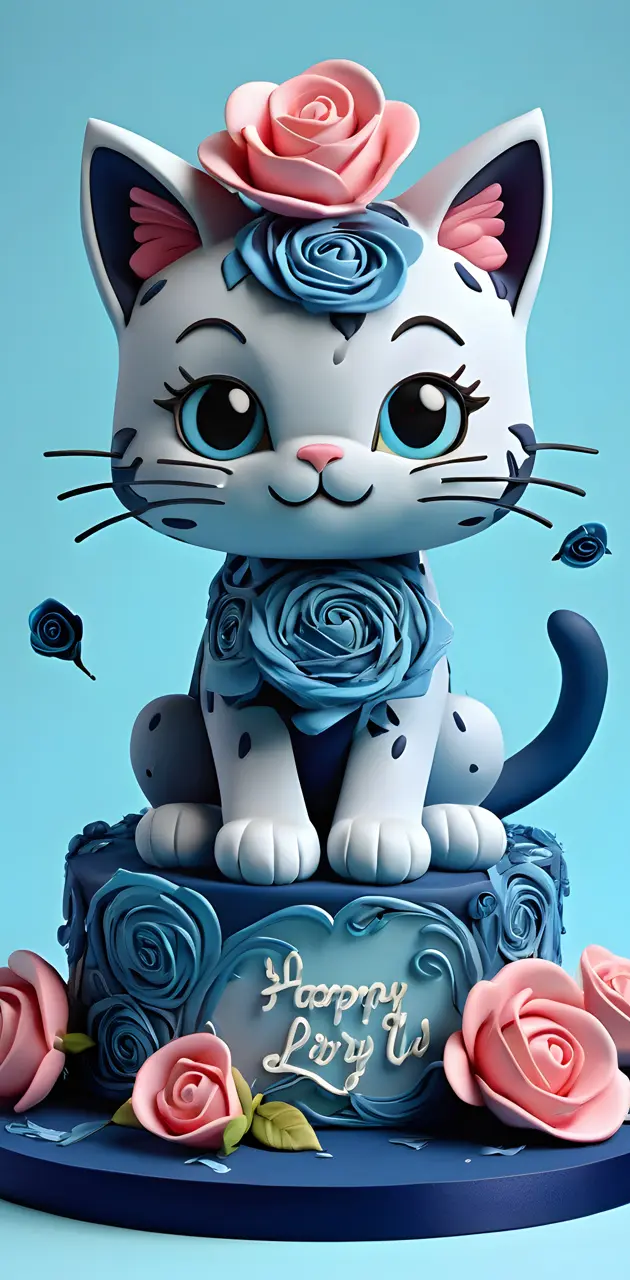 a cake with a cat on top