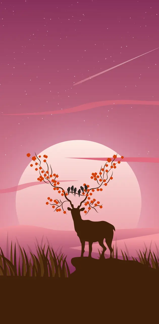 Deer silhouette pink