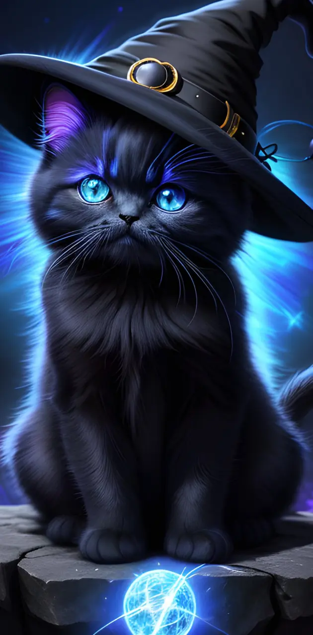 Black Cat blue glow