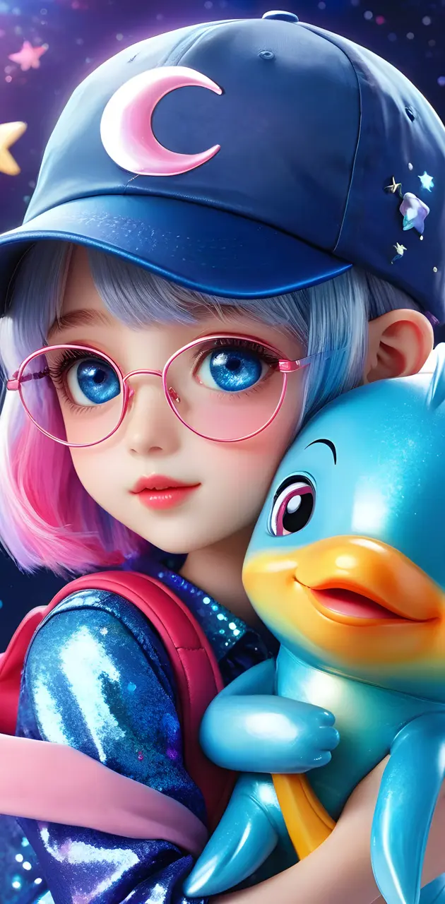 a girl wearing a hat and glasses