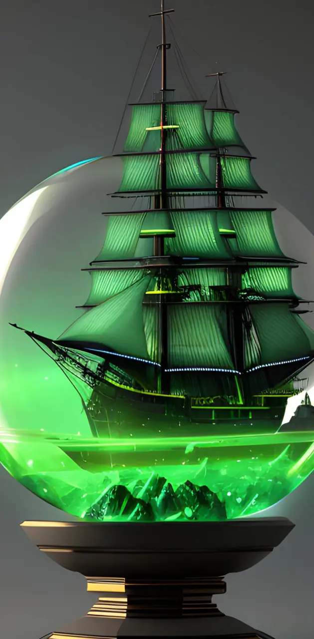 3D Green Pirate Ship