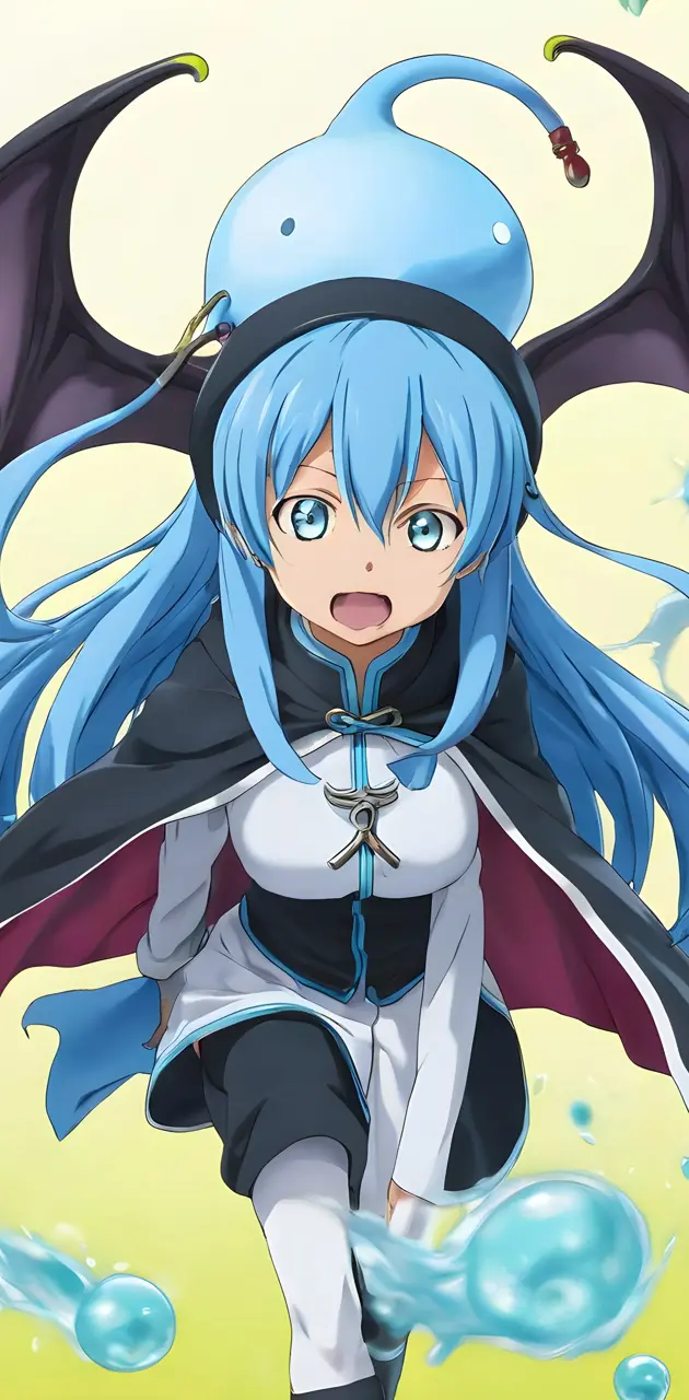 demon blue hair anime girl