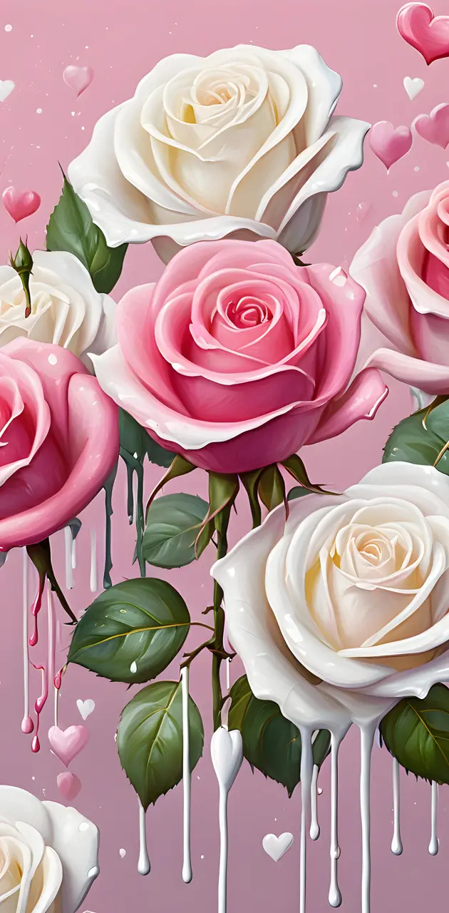 Pink & White Roses by Wwos