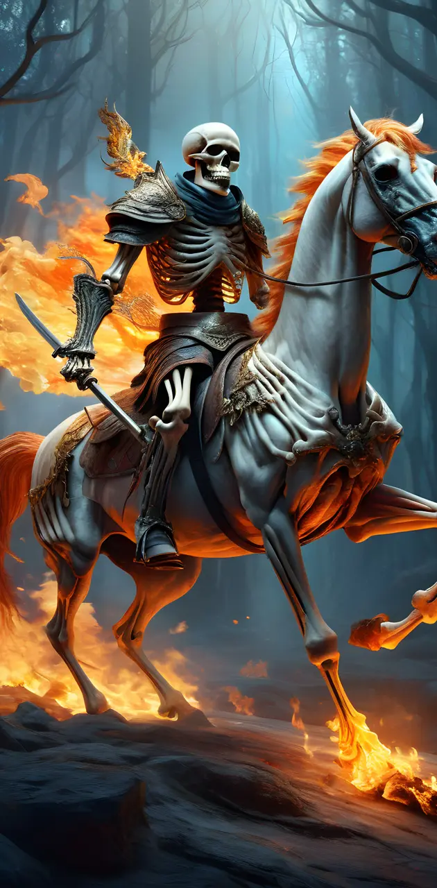 Skeleton warrior riding a horse