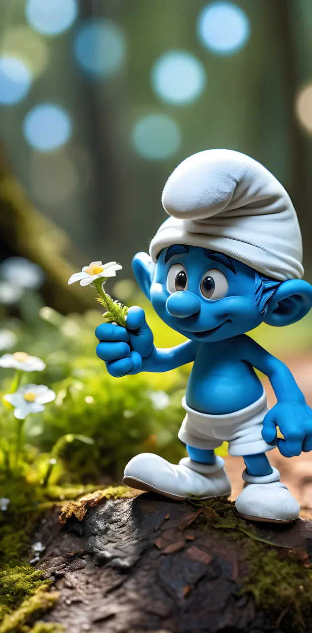 smurf with aflower