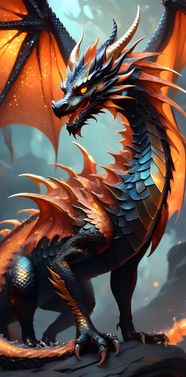 glittery orange dragon