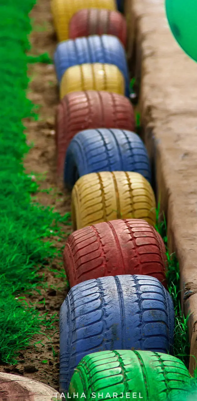 Tires and grass