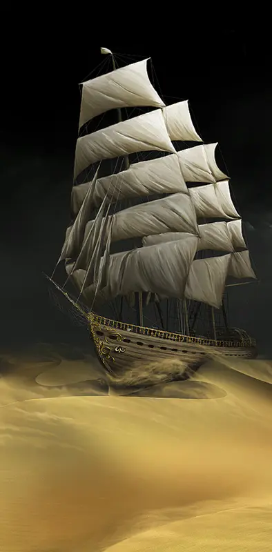 Ship In Ocean Ofsand