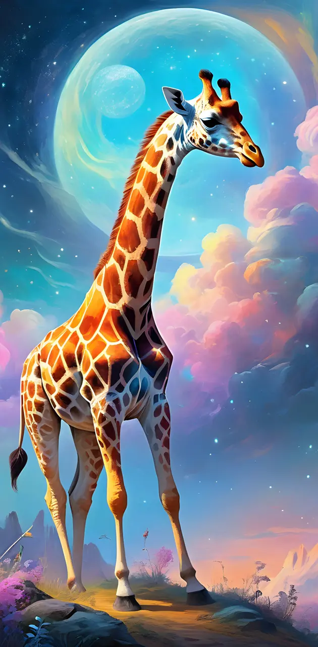 a giraffe standing on a rock