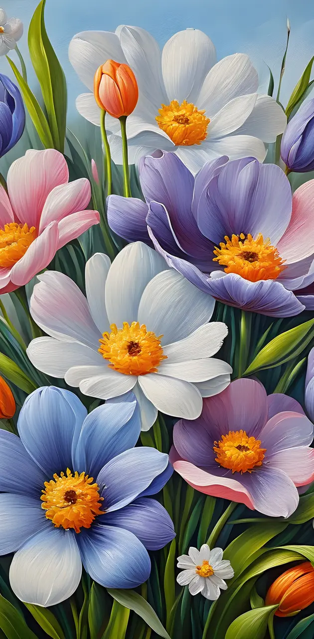 spring flower painting background pattern